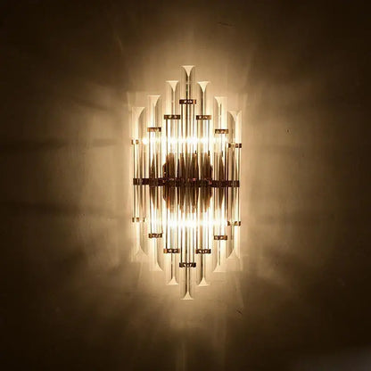 Art deco led crystal wall sconce gold & black bedroom light