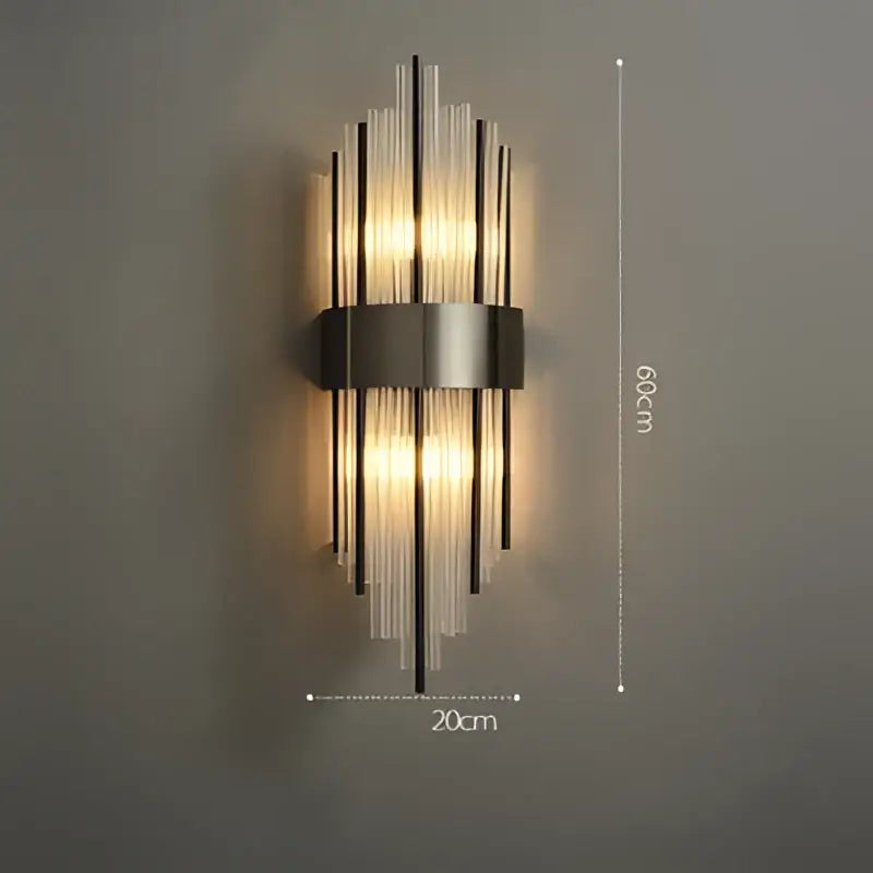Art deco led crystal wall sconce gold & black bedroom light