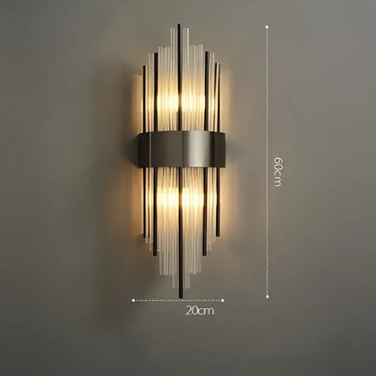 Art deco led crystal wall sconce gold & black bedroom light