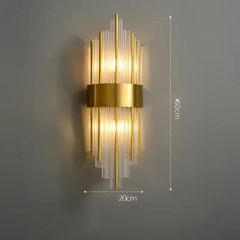 Art deco led crystal wall sconce gold & black bedroom light