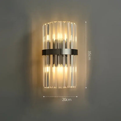 Art deco led crystal wall sconce gold & black bedroom light