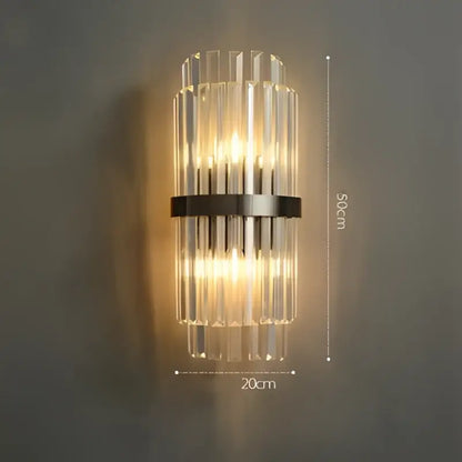 Art deco led crystal wall sconce gold & black bedroom light