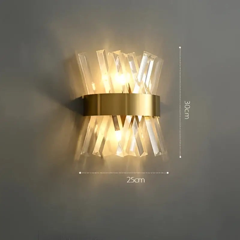 Art deco led crystal wall sconce gold & black bedroom light