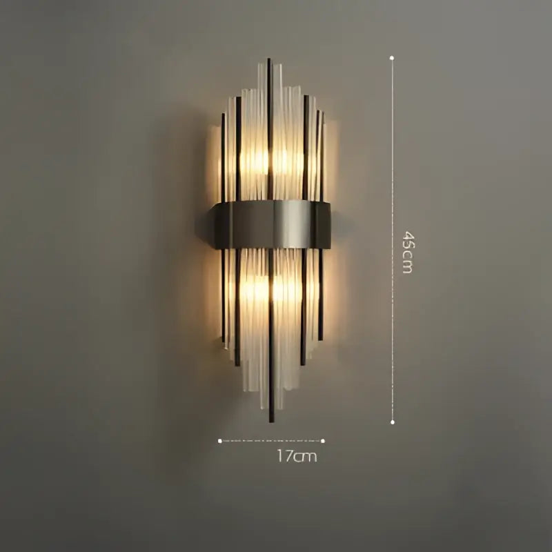 Art deco led crystal wall sconce gold & black bedroom light