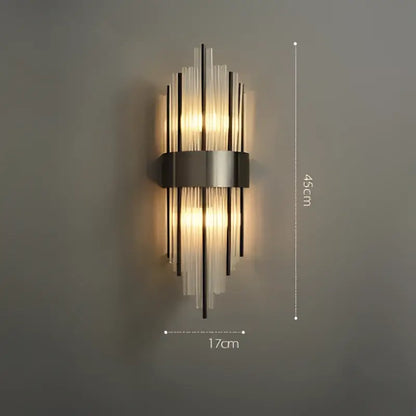 Art deco led crystal wall sconce gold & black bedroom light
