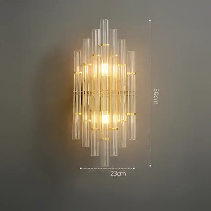 Art deco led crystal wall sconce gold & black bedroom light