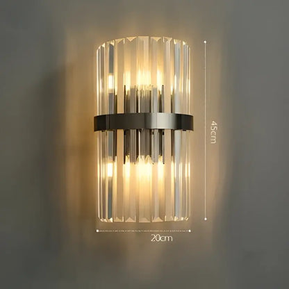 Art deco led crystal wall sconce gold & black bedroom light