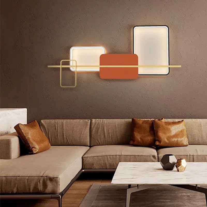 Art deco orange and white wall lamp bedroom minimalist sconce
