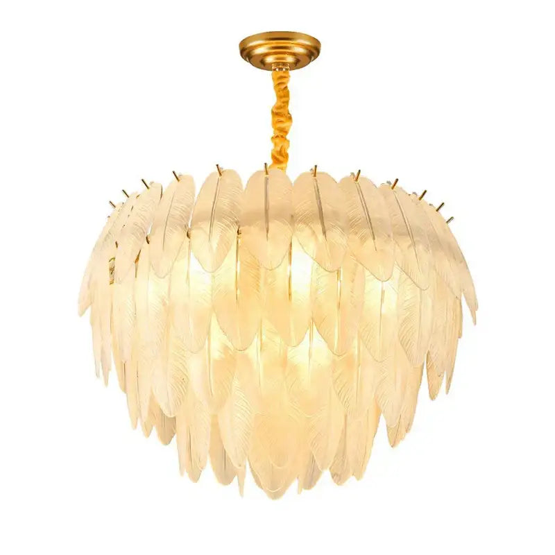 art deco white glass feather chandelier for bedroom