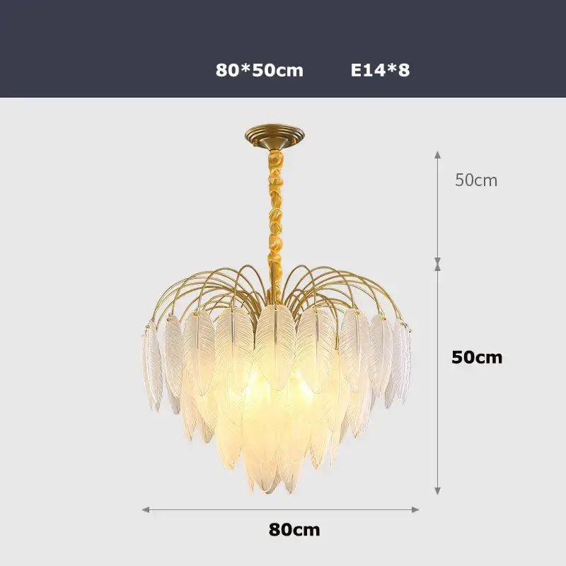 art deco white glass feather chandelier for bedroom
