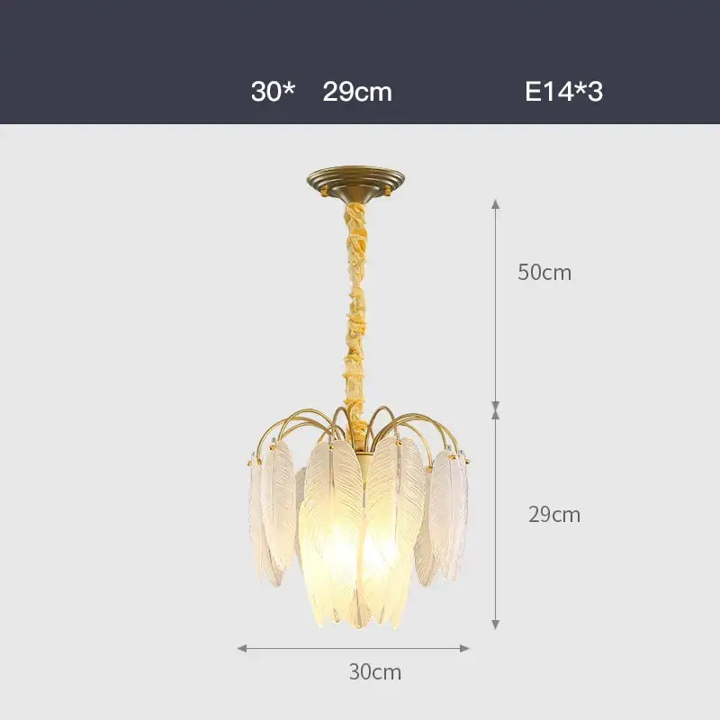 art deco white glass feather chandelier for bedroom