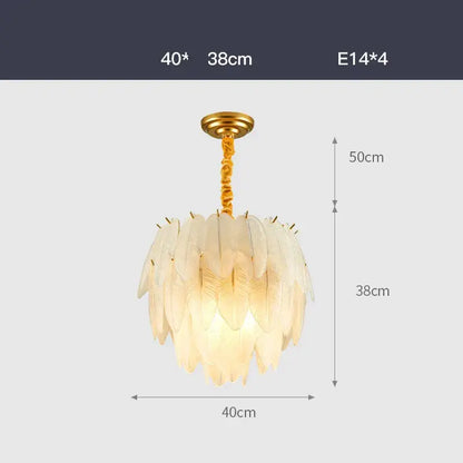 art deco white glass feather chandelier for bedroom