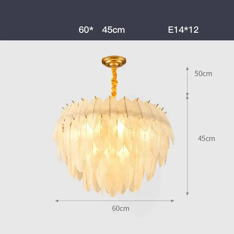 art deco white glass feather chandelier for bedroom