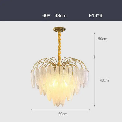 art deco white glass feather chandelier for bedroom
