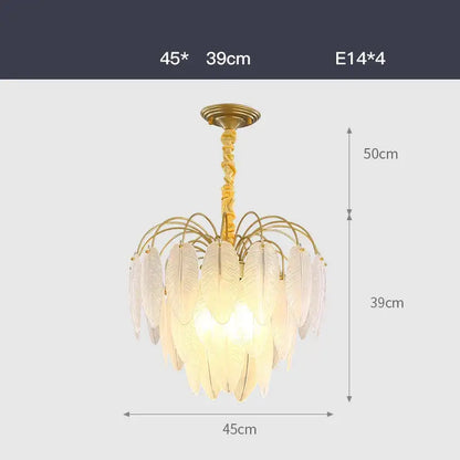 art deco white glass feather chandelier for bedroom