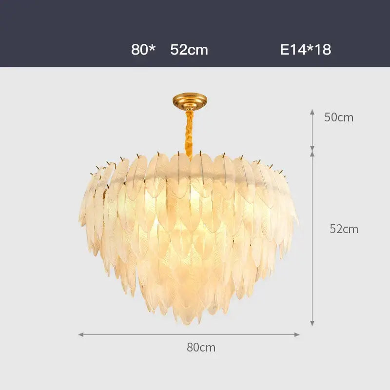 art deco white glass feather chandelier for bedroom