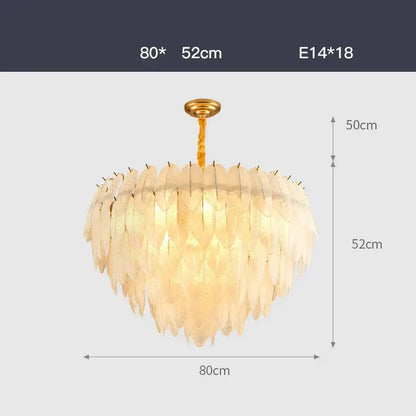 art deco white glass feather chandelier for bedroom