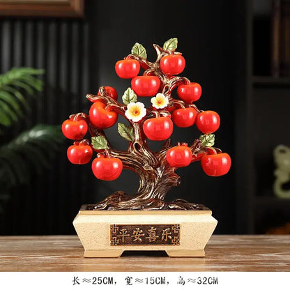 Ceramic gold and red artificial fruit apple basket dining room decor