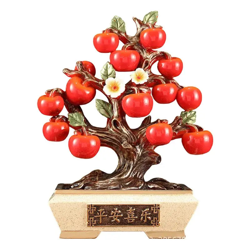 Ceramic gold and red artificial fruit apple basket dining room decor