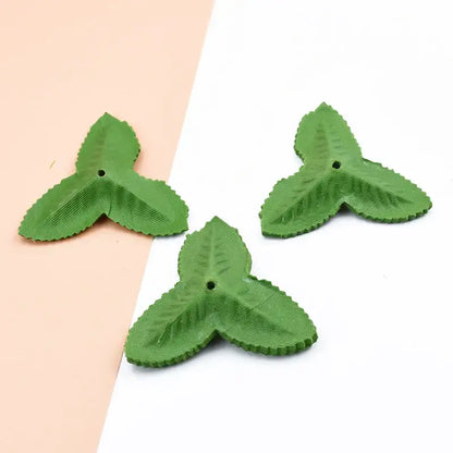 Textured green leaves with holes for wedding home decor diy craft