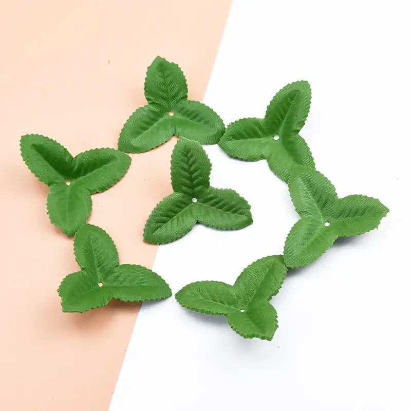 Textured green leaves with holes for wedding home decor diy craft