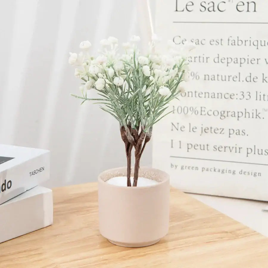 Lavender & white artificial gypsophila plants garden flower set