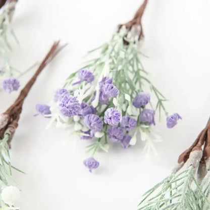 Lavender & white artificial gypsophila plants garden flower set