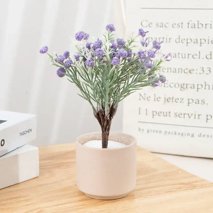 Lavender & white artificial gypsophila plants garden flower set