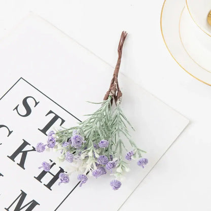 Lavender & white artificial gypsophila plants garden flower set
