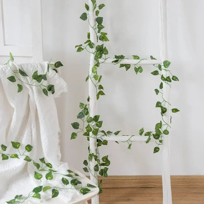 Artificial hanging christmas garland green silk leaves living room decor