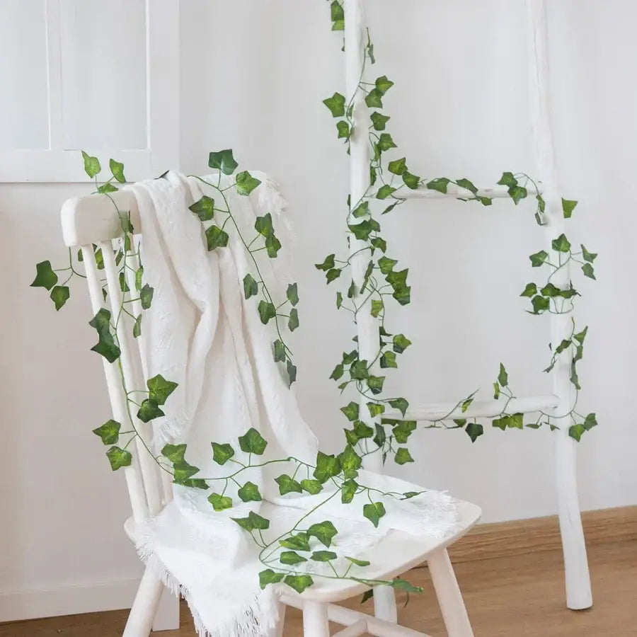 Artificial hanging christmas garland green silk leaves living room decor