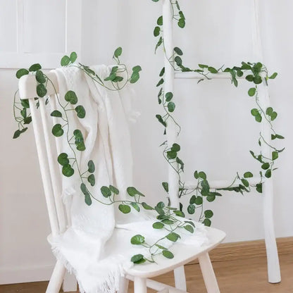 Artificial hanging christmas garland green silk leaves living room decor