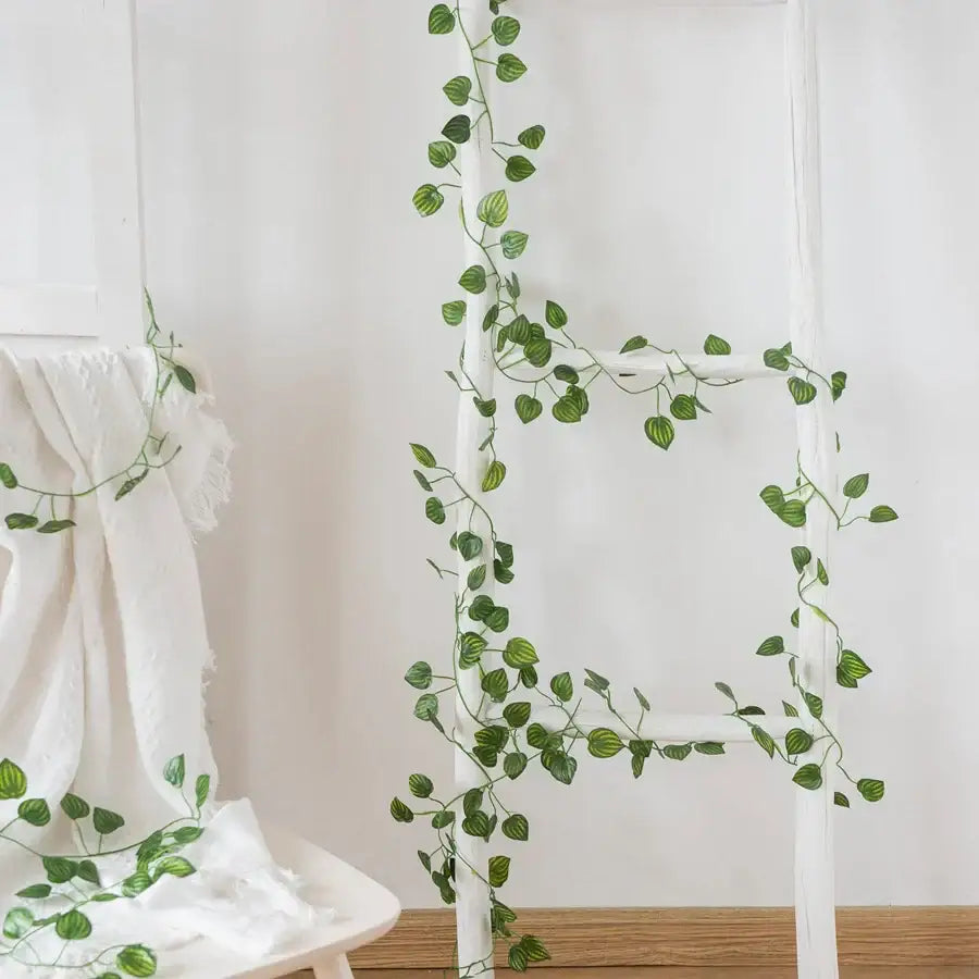 Artificial hanging christmas garland green silk leaves living room decor