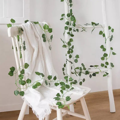 Artificial hanging christmas garland green silk leaves living room decor