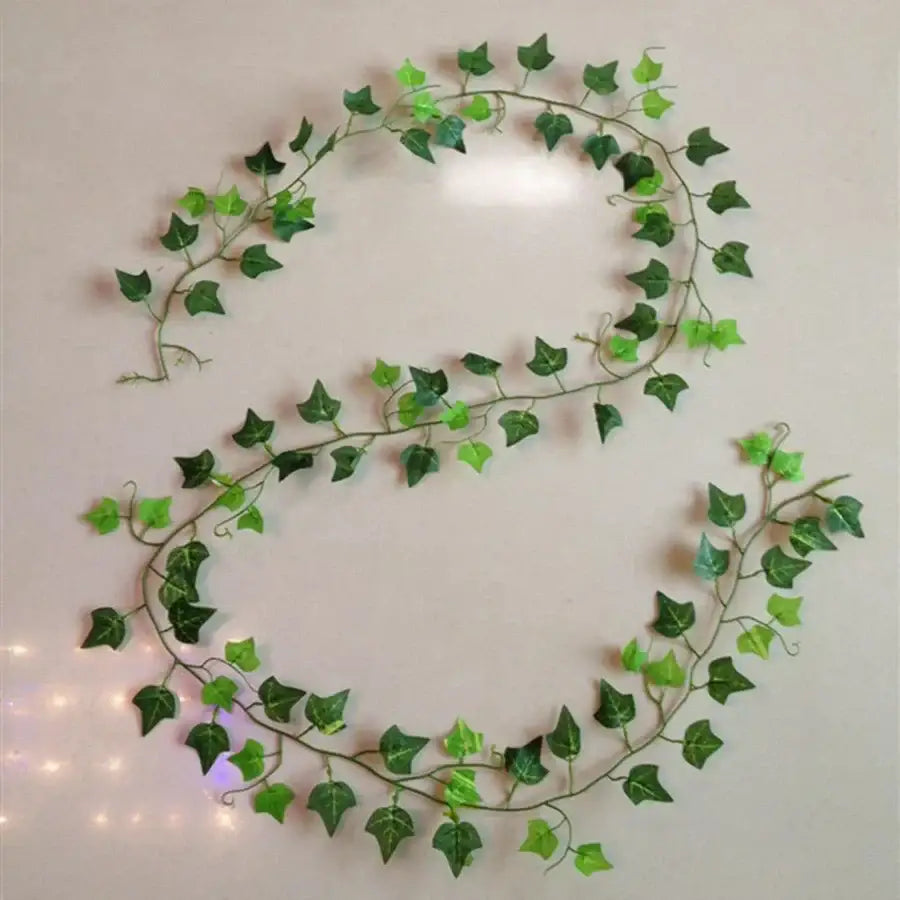 Artificial hanging christmas garland green silk leaves living room decor