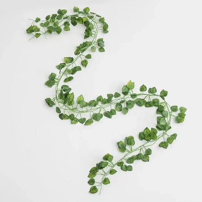 Artificial hanging christmas garland green silk leaves living room decor