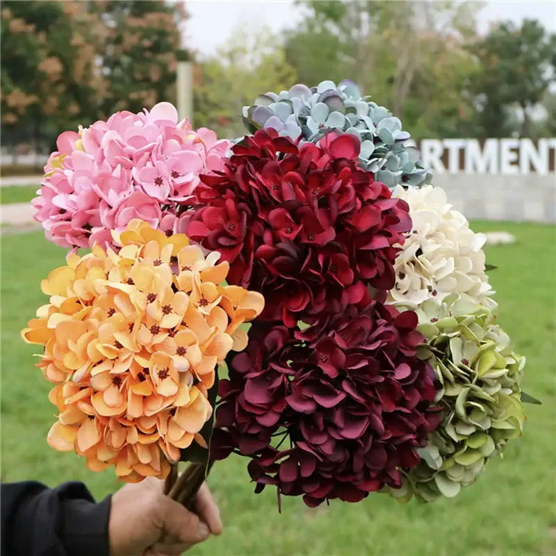 Vibrant assorted artificial hydrangea wedding flowers for living room