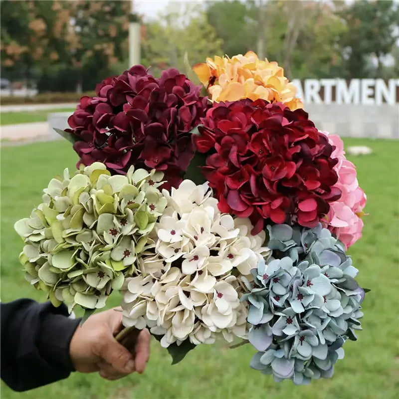Vibrant assorted artificial hydrangea wedding flowers for living room