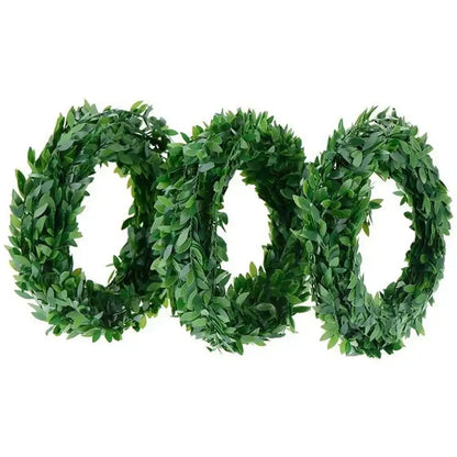 Realistic green ivy leaf wreath set – living room wall decor