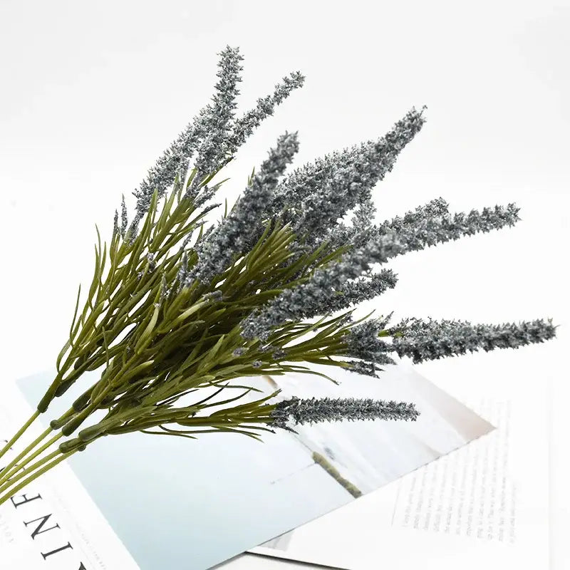 Purple and gray artificial lavender plants for living room decor