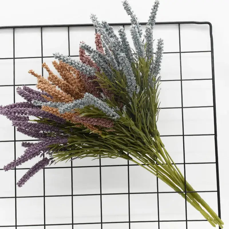 Purple and gray artificial lavender plants for living room decor