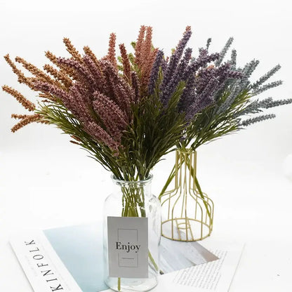 Purple and gray artificial lavender plants for living room decor