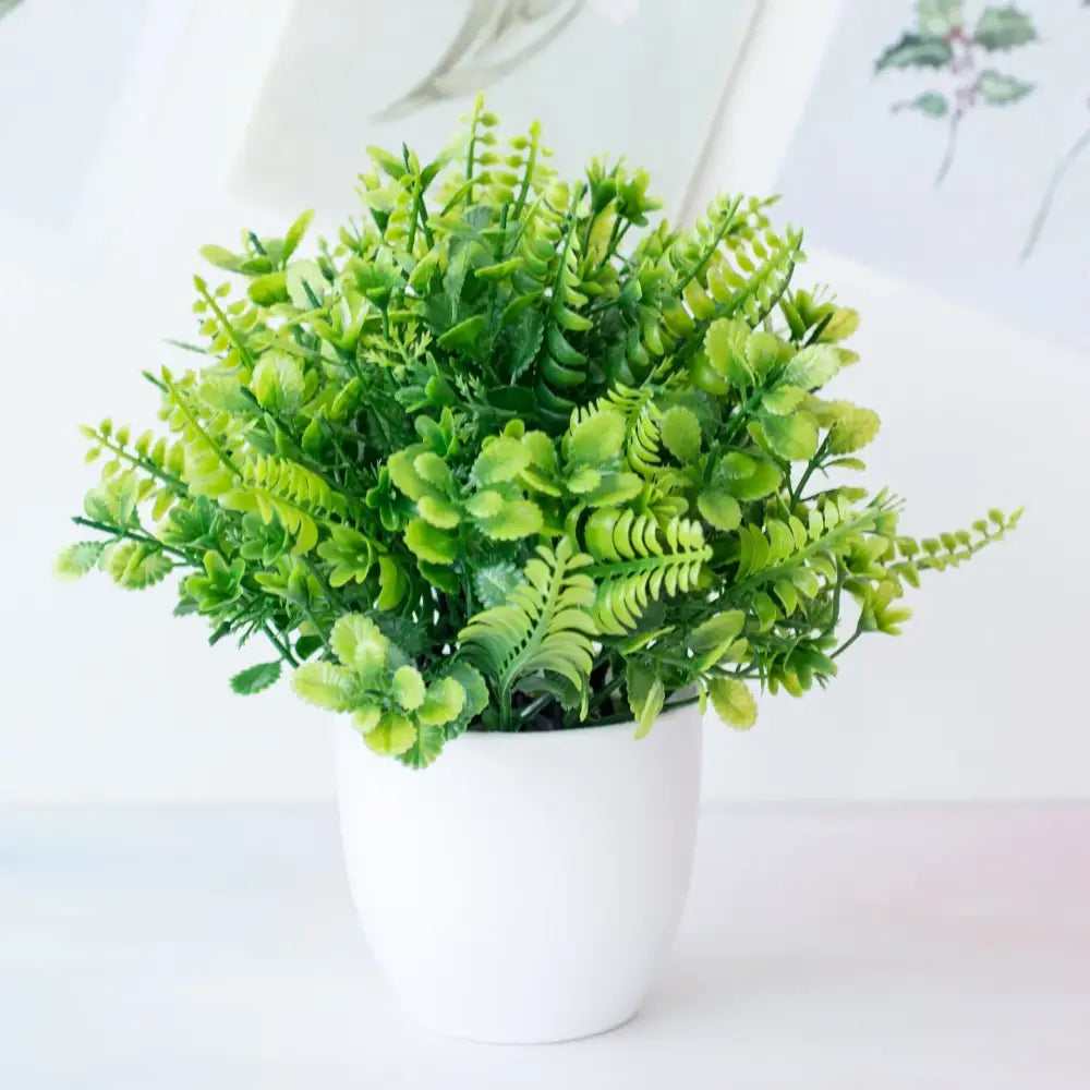 Modern set of nine artificial mini plant bonsai – living room decor