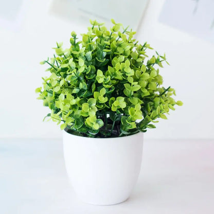 Modern set of nine artificial mini plant bonsai – living room decor