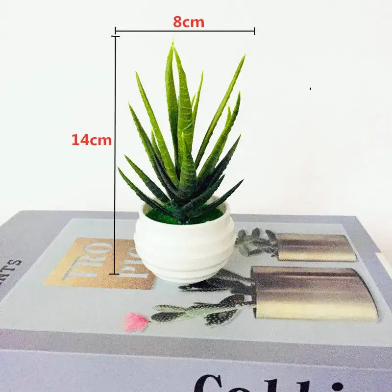 Modern set of nine artificial mini plant bonsai – living room decor