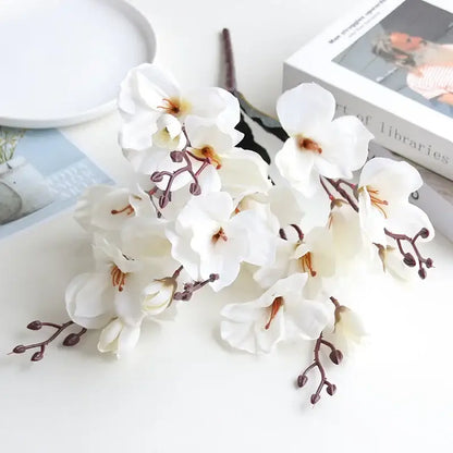Purple & white artificial orchid magnolia bouquet living room decor