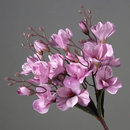 Purple & white artificial orchid magnolia bouquet living room decor