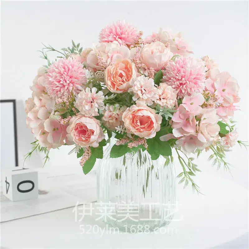 Pink & lavender artificial peony flower bouquet living room decor