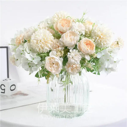 Pink & lavender artificial peony flower bouquet living room decor