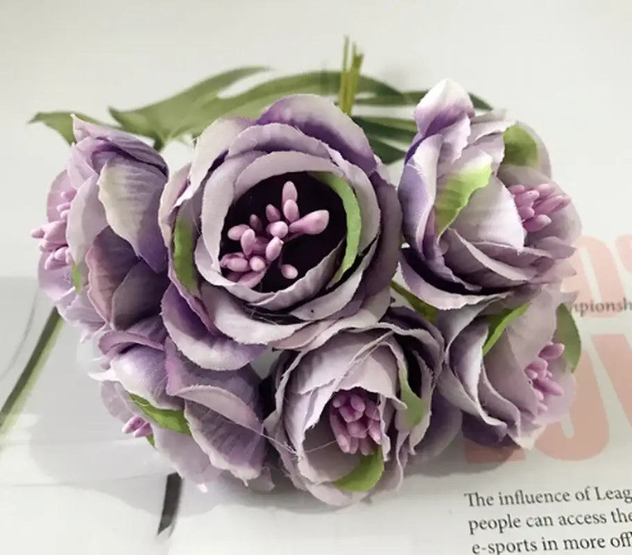 Vibrant peony tea rose silk flowers wedding home decor